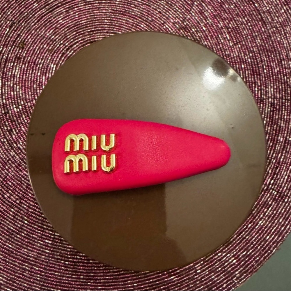 Miu Miu Fuchsia Hair Clip with Gold Logo